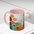 Mid-Century Boho Floral Accent Mug | Abstract Botanical Coffee Cup
