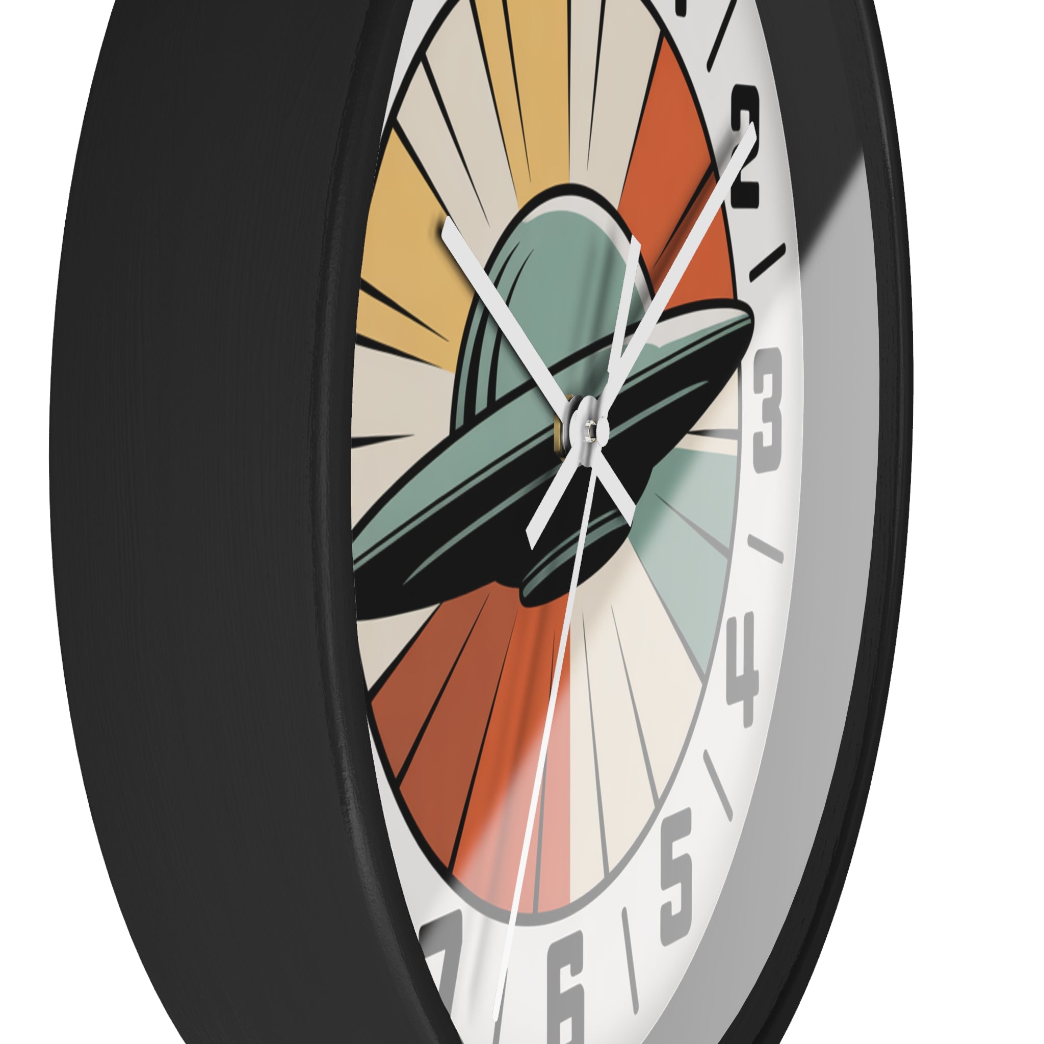 Mid Century Modern Clock, Retro UFO Wall Clock, Space Age Sunburst Dial, 1950s Flying Saucer Decor, Atomic Sci Fi Wall Art