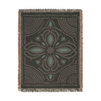 Boho Floral Medallion Woven Blanket | Southwestern Tile Pattern, Fringe Throw