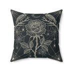 Gothic Spiderweb Rose Pillow | Charcoal Decorative Throw Pillow