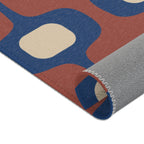 Geometric Hourglass Area Rug | Blue Terracotta Cream