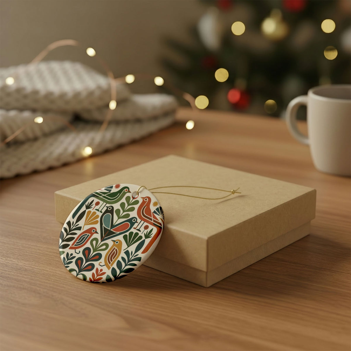 Scandinavian Folk Bird Ornament | Personalized Name & Year