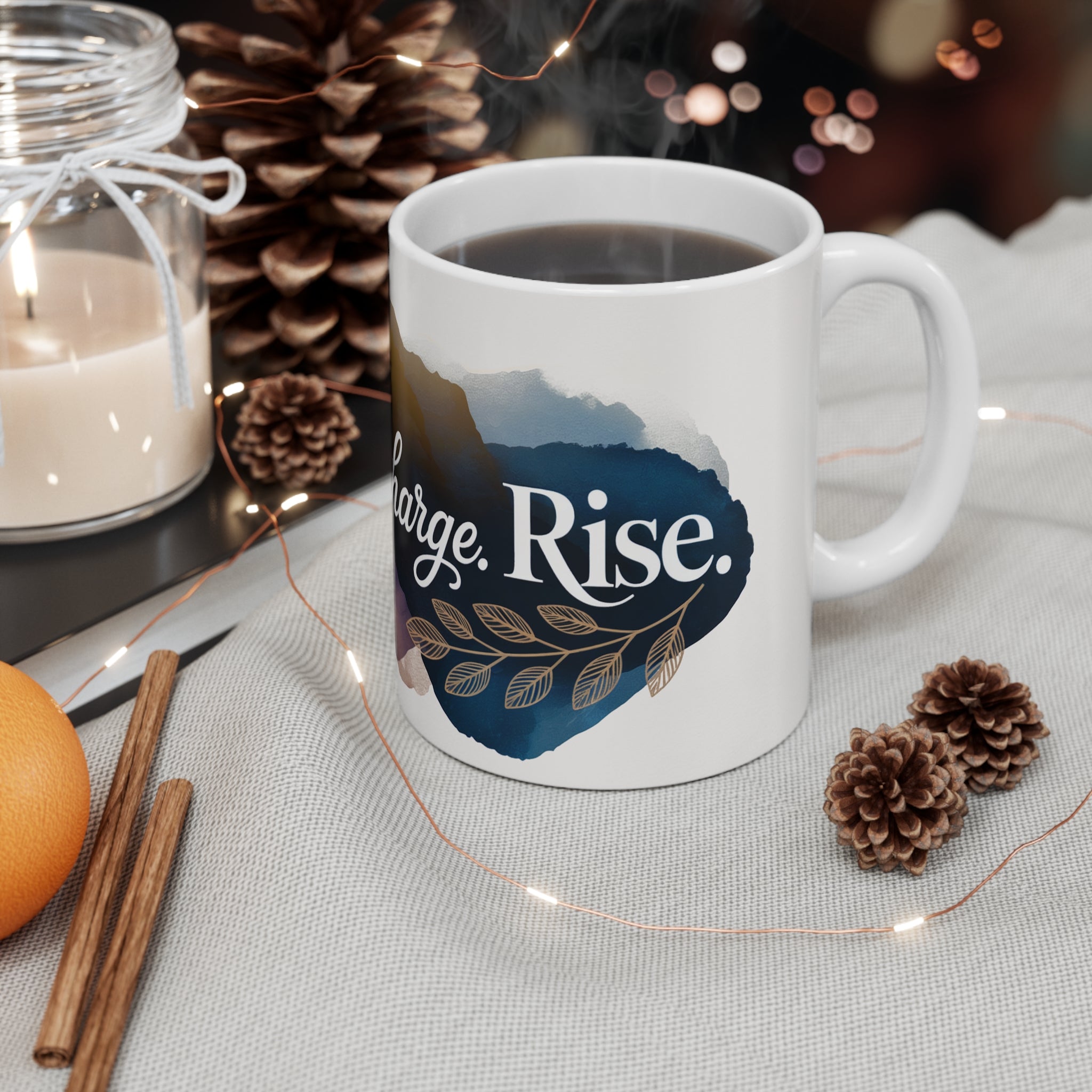 Rest Recharge Rise Mug | Motivational Coffee Mug, Mindful Gift, Inspirational Quote Mug