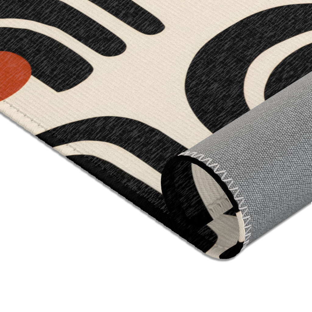Mid-Century Arch Geometric Area Rug | Retro Terracotta Charcoal Cream
