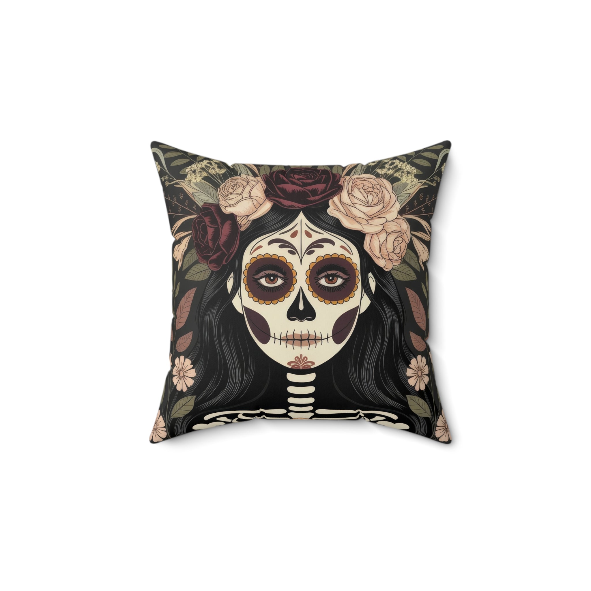 La Catrina Skull Gothic Throw Pillow