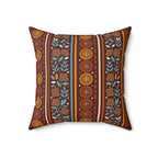 Warm retro floral stripe decorative pillow, alternate view