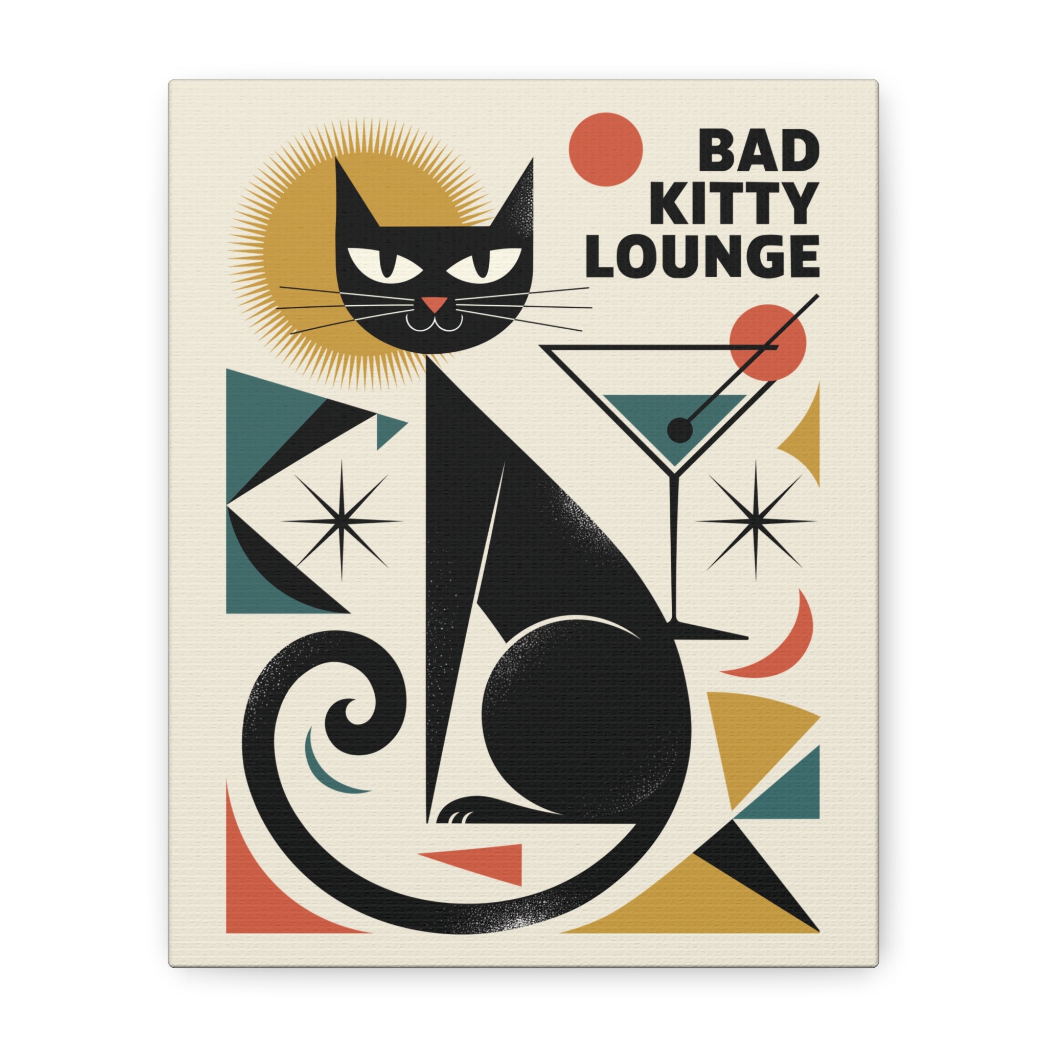 Art Deco Black Cat Martini Canvas | Bad Kitty