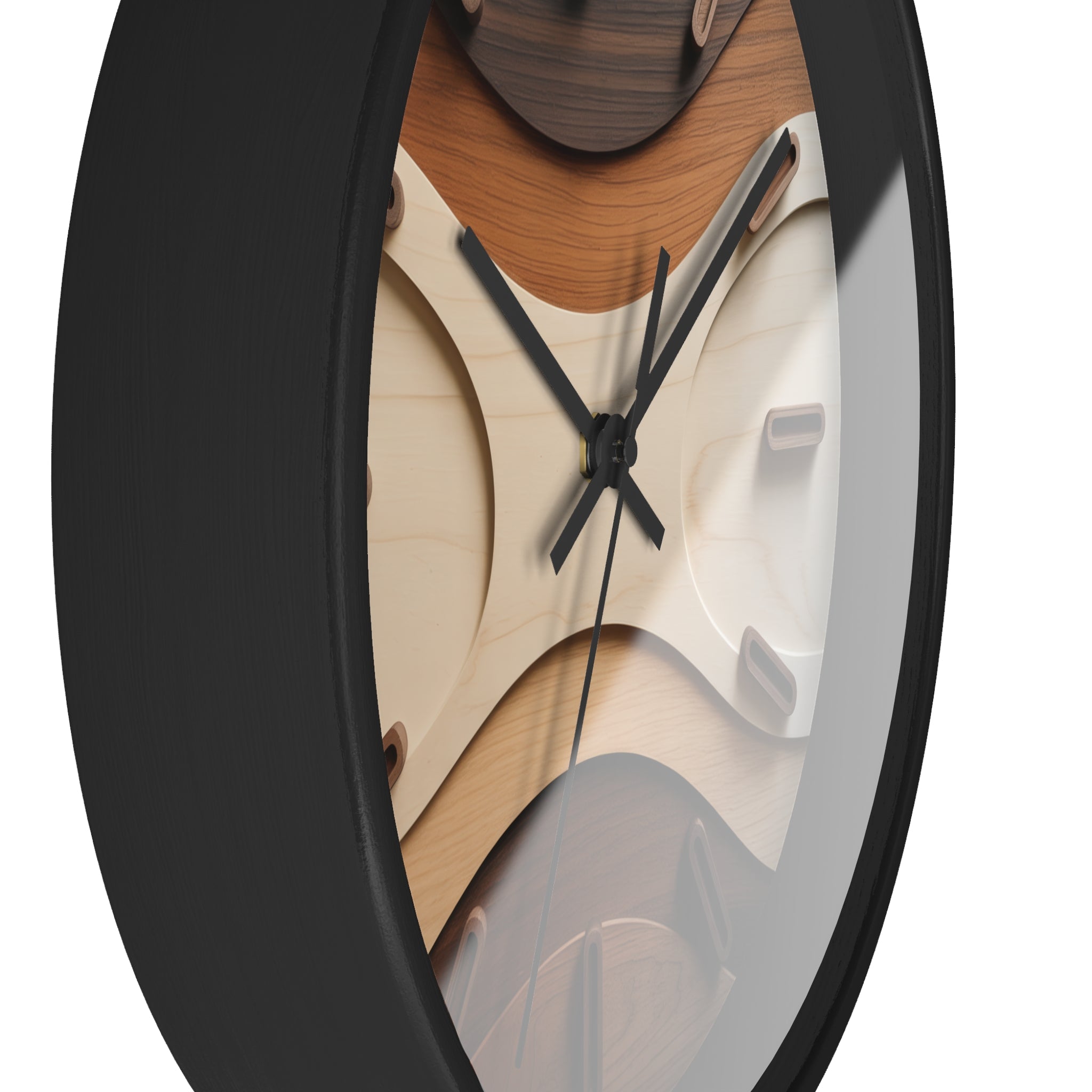 Mid Century Modern Clock Face Design, Geometric Starburst Artwork, Marquetry-Style Pattern, Neutral Scandinavian Decor