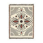 Boho Floral Medallion Woven Blanket | Southwestern Tile Pattern, Fringe Throw