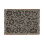 Botanical Floral Pattern Woven Blanket | Green Sage Cream Flower Throw