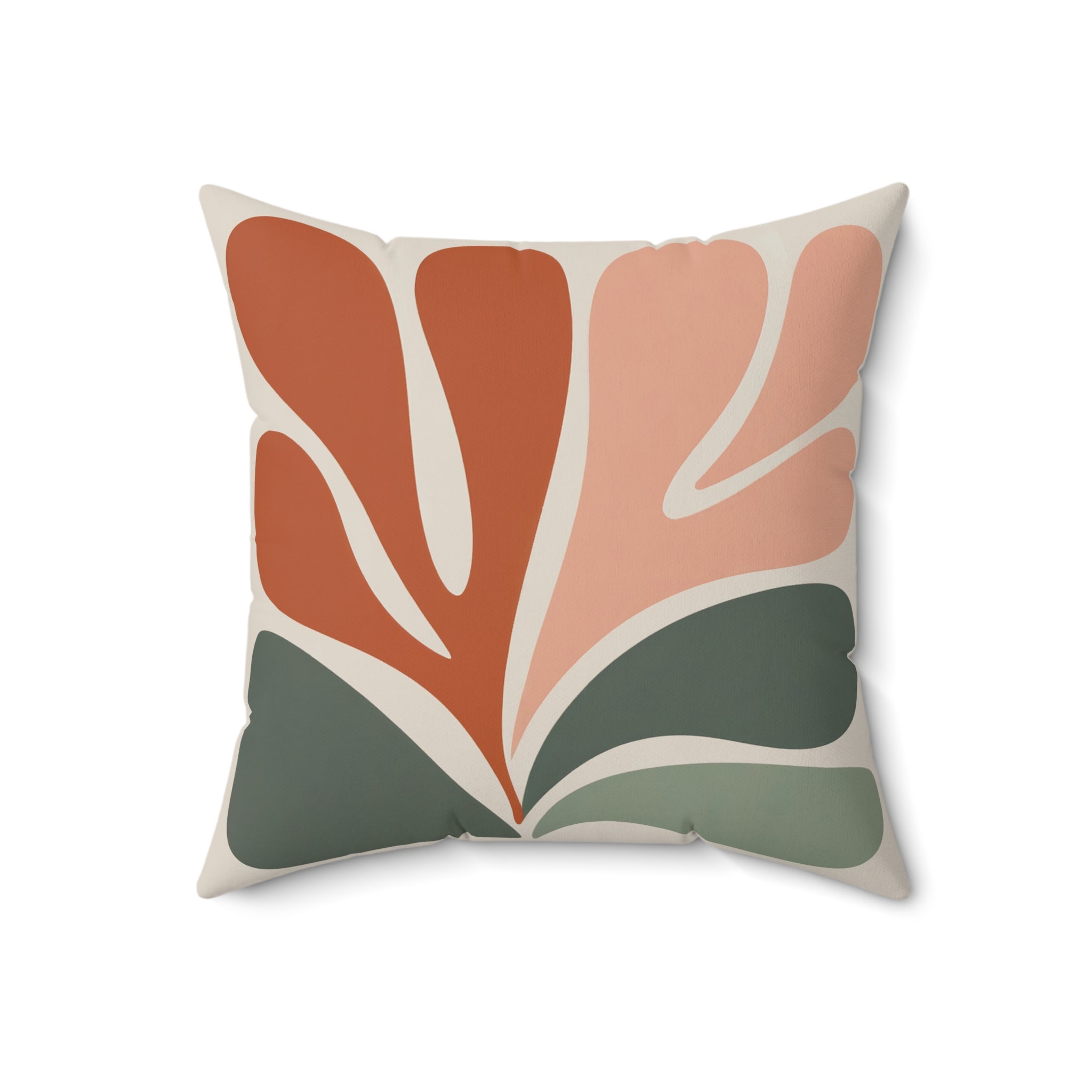 Mid Century Cushion | Abstract Floral Throw Pillow in Terracotta Rust Blush Sage