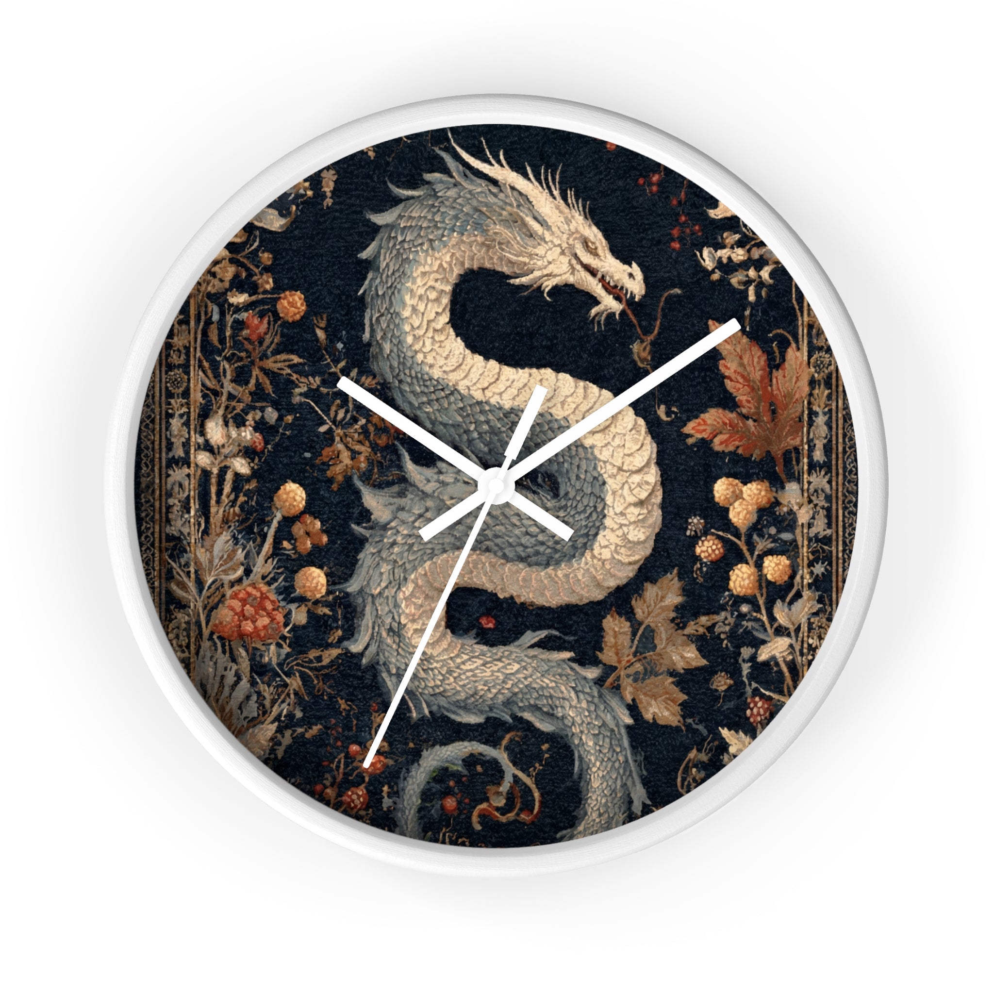 Botanical Dragon Tapestry Clock | Dark Academia Cottage Goth Decor