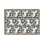 Scandinavian Dala Horse Woven Throw Blanket  | Nordic Folk Art Throw