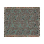 Dala Horse Woven Blanket | Blue Scandinavian Folk Throw