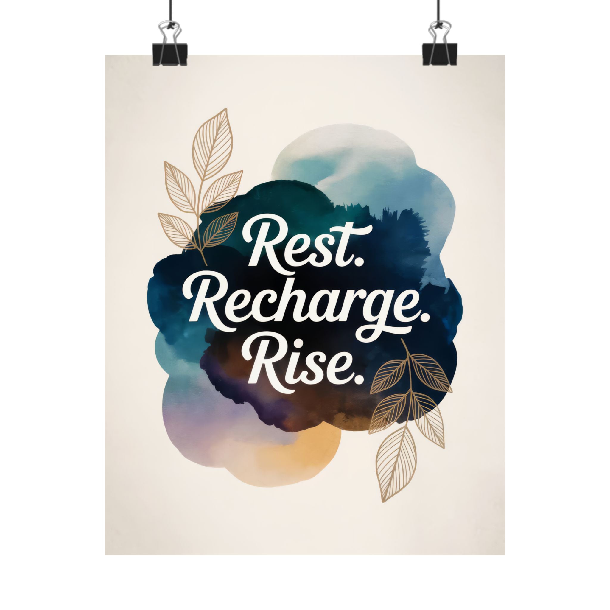 Rest Recharge Rise Poster | Motivational Wall Art, Modern Minimalist Print, Mindfulness Decor
