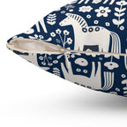 Scandinavian Folk Horses Throw Pillow | Square Pillow with insert