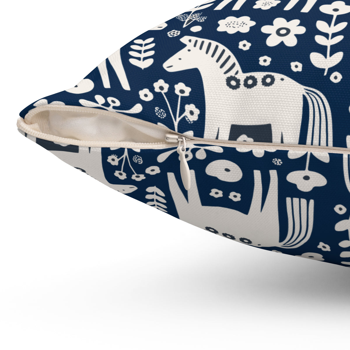 Scandinavian Folk Horses Throw Pillow | Square Pillow with insert
