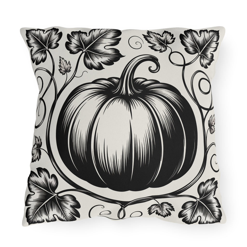 Black Pumpkin Vine Outdoor Pillow | Fall Porch Decor