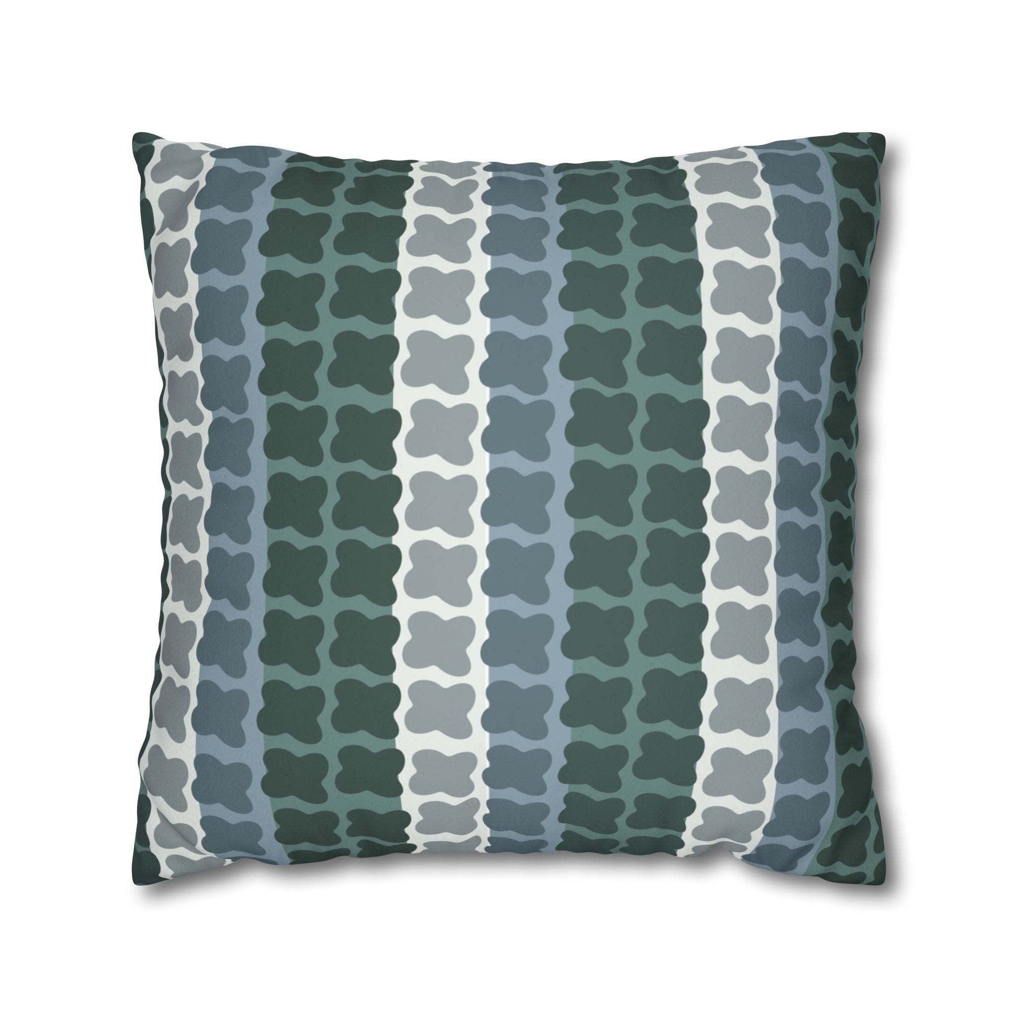Mid Century Modern Geometric Pillow Cover | 1960s Inspired Retro Green Pattern | Faux Suede MCM Throw Pillow Cover