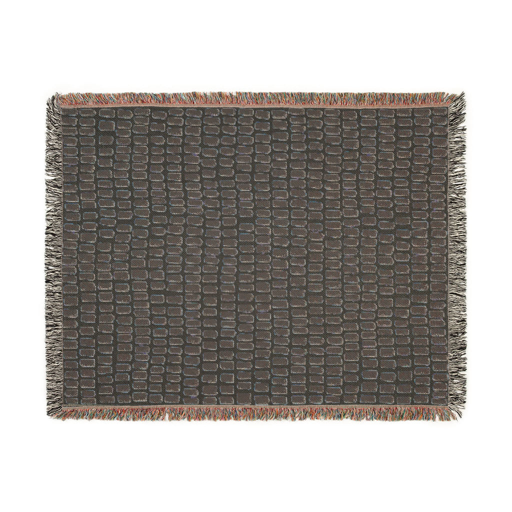 Updated Hand-Drawn Grid Texture Woven Blanket | Cream Background