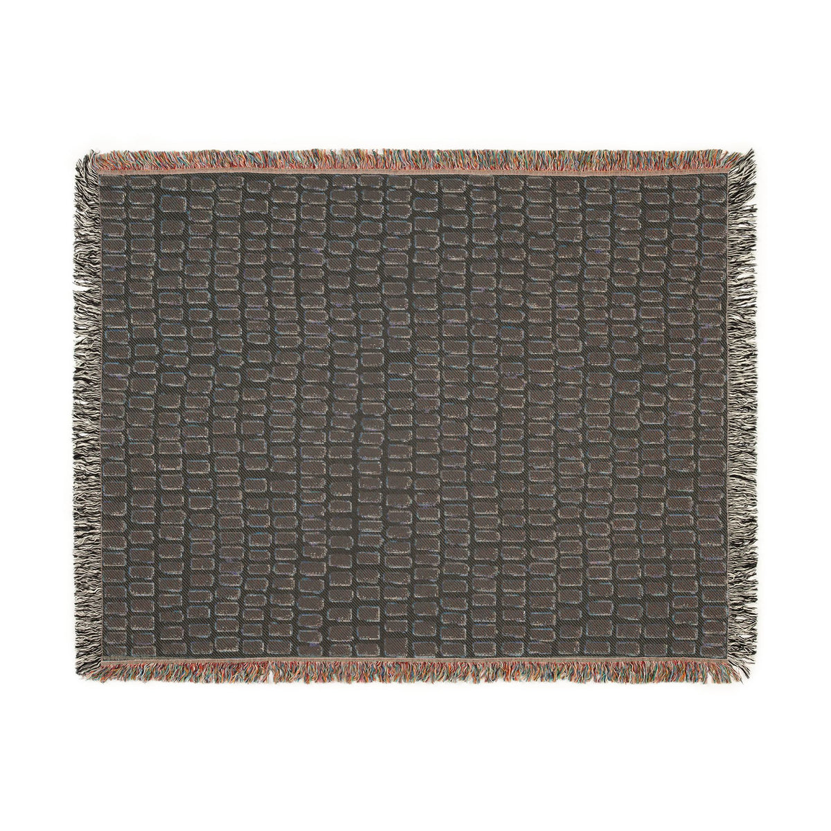 Updated Hand-Drawn Grid Texture Woven Blanket | Cream Background