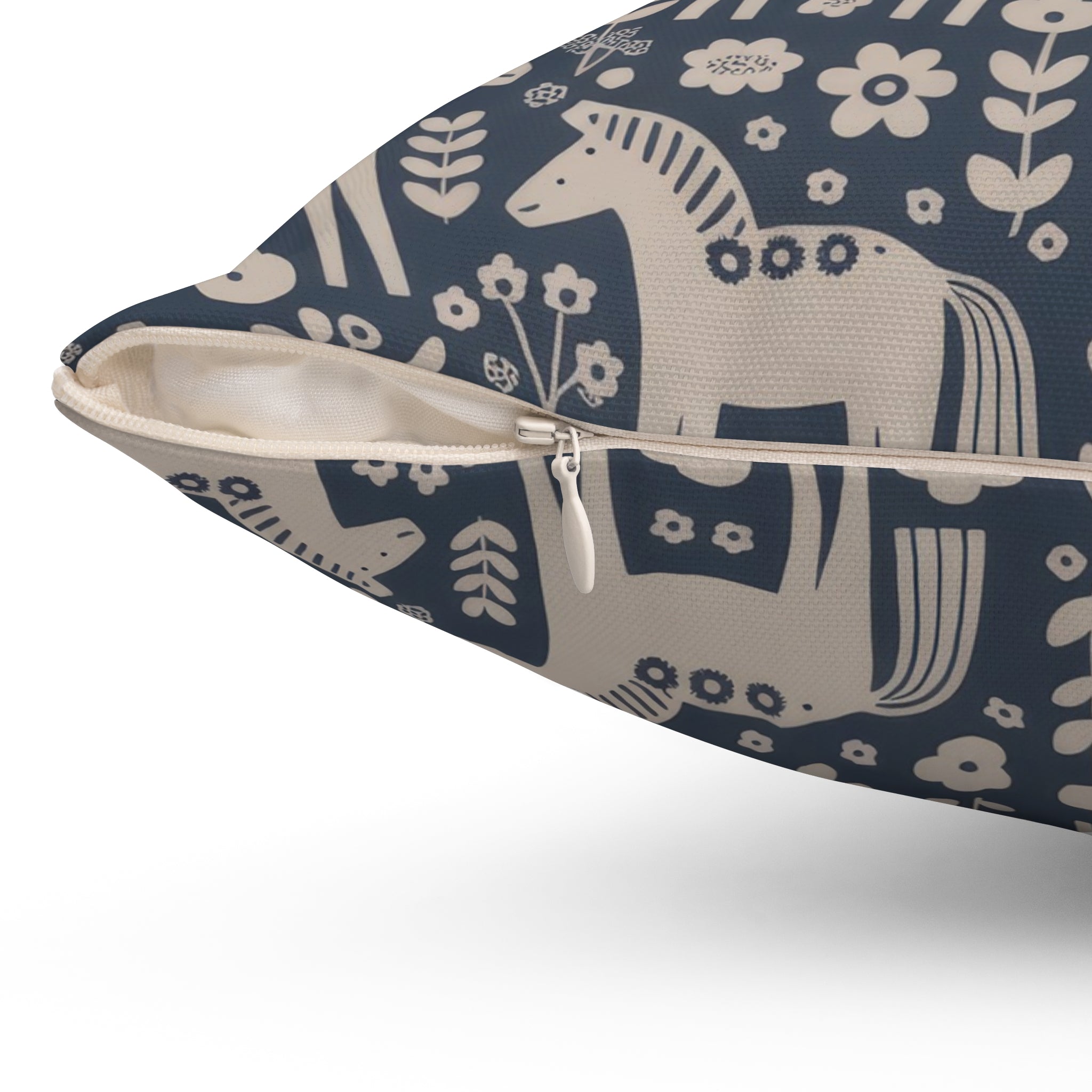 Scandinavian Folk Horses Throw Pillow | Square Pillow with insert