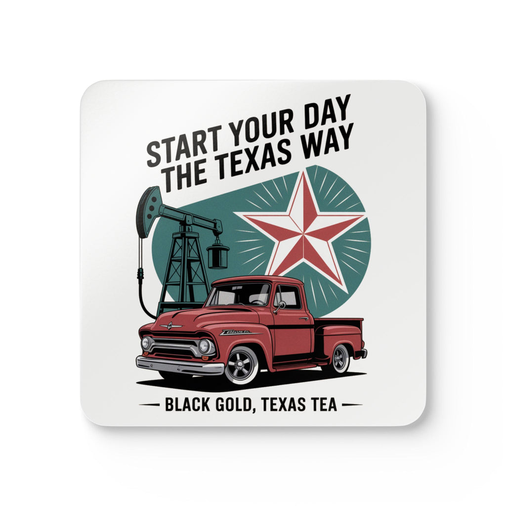 Retro Texas Drink Coasters  50s Car & Oilfield Design, Vintage Americana Texan Gift Set