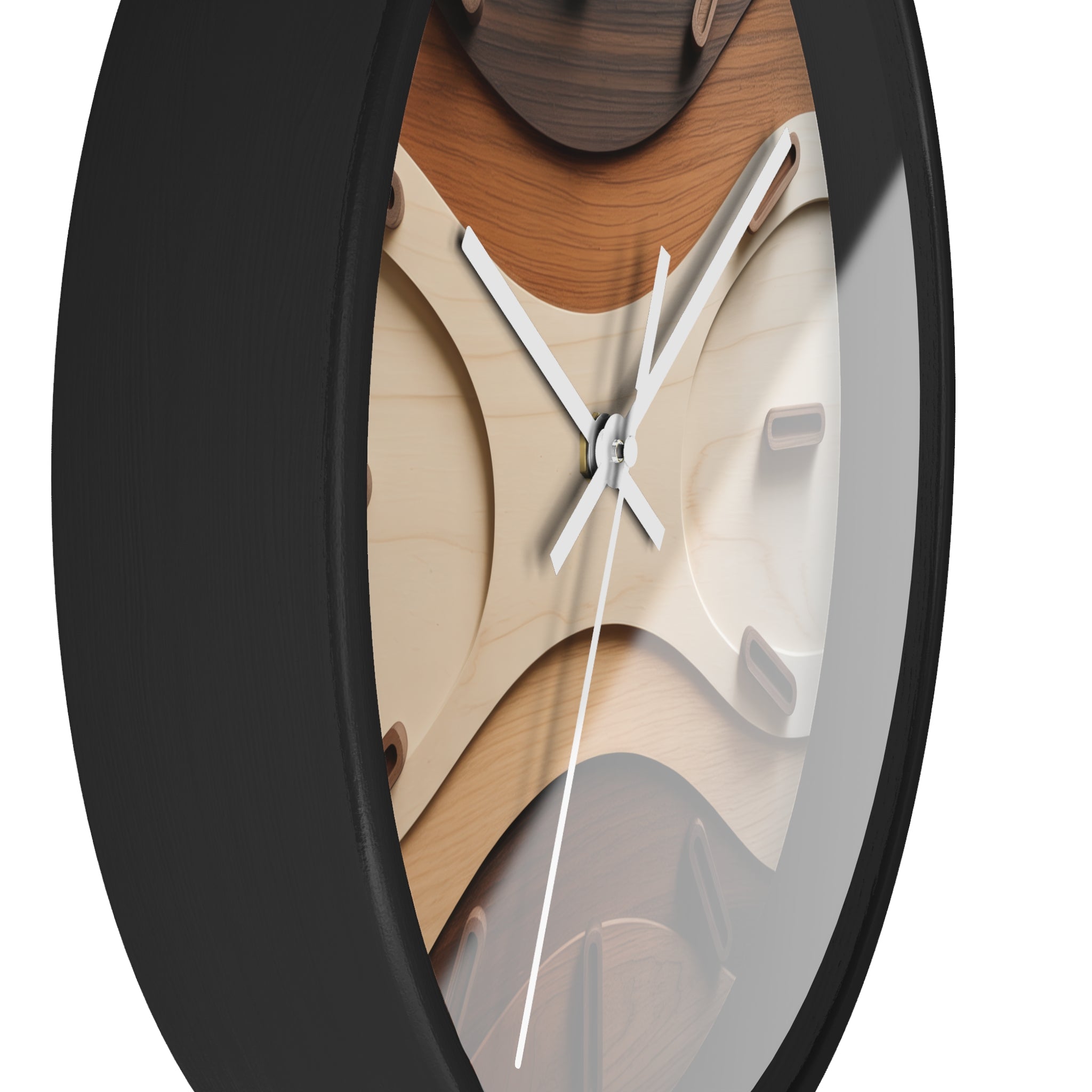 Mid Century Modern Clock Face Design, Geometric Starburst Artwork, Marquetry-Style Pattern, Neutral Scandinavian Decor