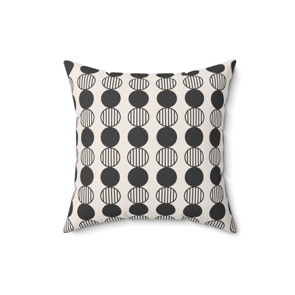 Mid-Century Modern Geometric Throw Pillow, Monochrome Circle Pattern, Modern Sofa Accent