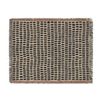 Updated Hand-Drawn Grid Texture Woven Blanket | Cream Background