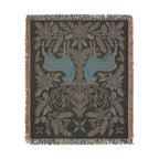 Folk Fox & Floral Woven Blanket | Tapestry Throw