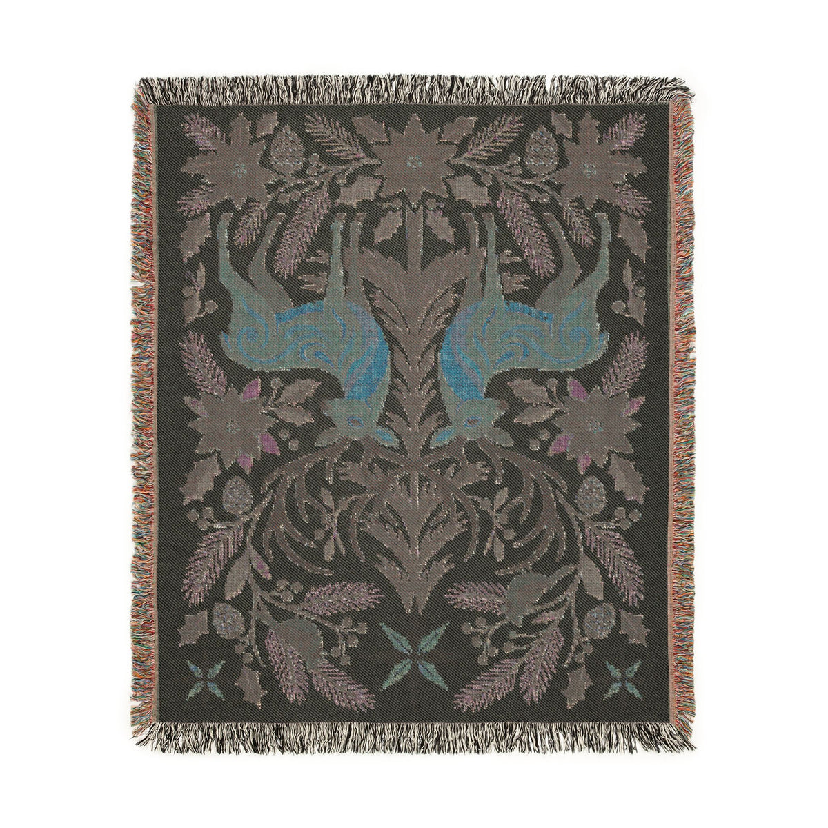 Folk Fox & Floral Woven Blanket | Tapestry Throw