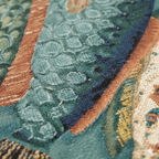Vintage Folk Fish Woven Blanket | Teal & Rust Throw