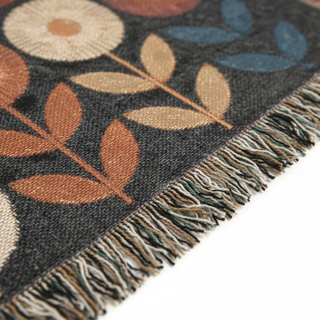 Celestial Sun & Moon Woven Blanket | Retro Desert Stars Mid-Century Boho