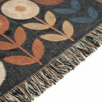 Close-up of the celestial blanket's woven texture and fringe