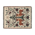 Folk Fox & Floral Woven Blanket | Tapestry Throw