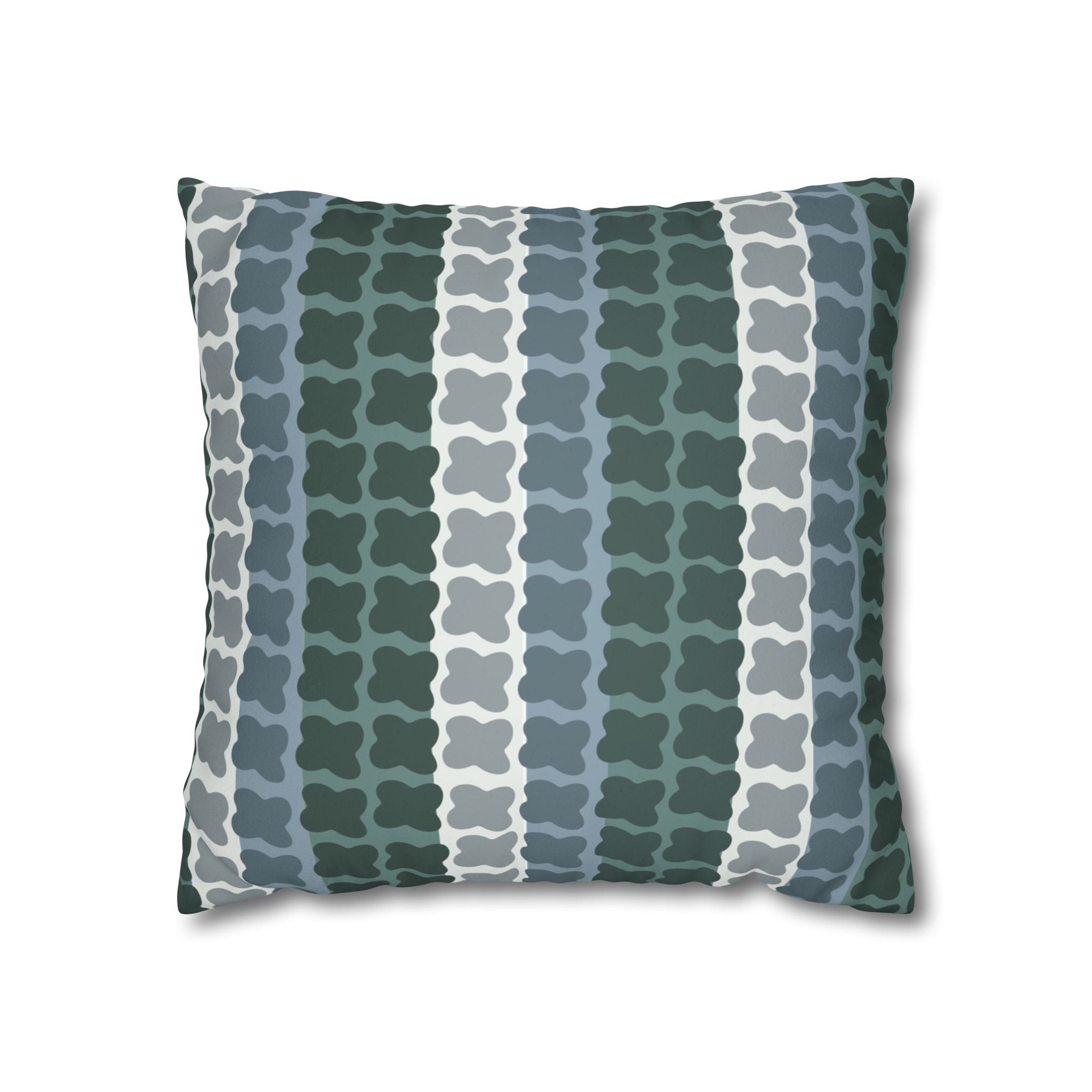 Mid Century Modern Geometric Pillow Cover | 1960s Inspired Retro Green Pattern | Faux Suede MCM Throw Pillow Cover