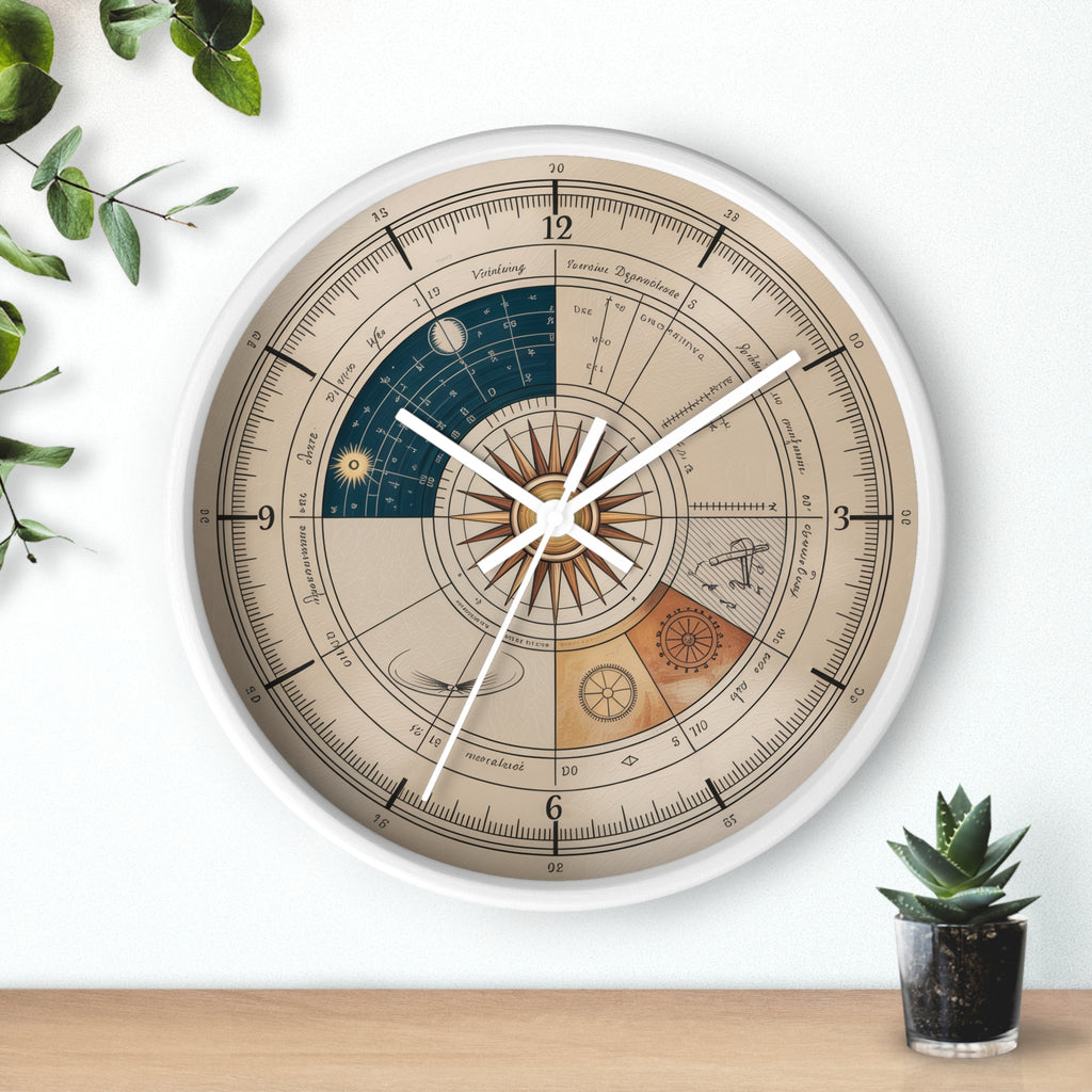 Leonardo da Vinci Chronometer Wall Clock | Renaissance Sketchbook Astronomy