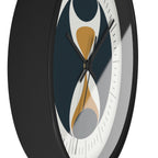 Mid Century Modern Clock | Atomic Retro Minimalist Hourglass Wall Clock | Navy & Gold