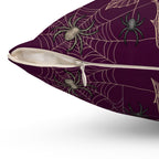 Gothic Spiderweb Rose Pillow | Burgundy Decorative Throw Pillow