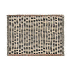 Updated Hand-Drawn Grid Texture Woven Blanket | Cream Background