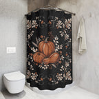 Pumpkin Bouquet Shower Curtain | Black Floral Fall Decor
