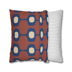 Terracotta Navy Geometric Faux Suede Pillow Cover