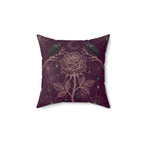 Gothic Spiderweb Rose Pillow | Burgundy Decorative Throw Pillow