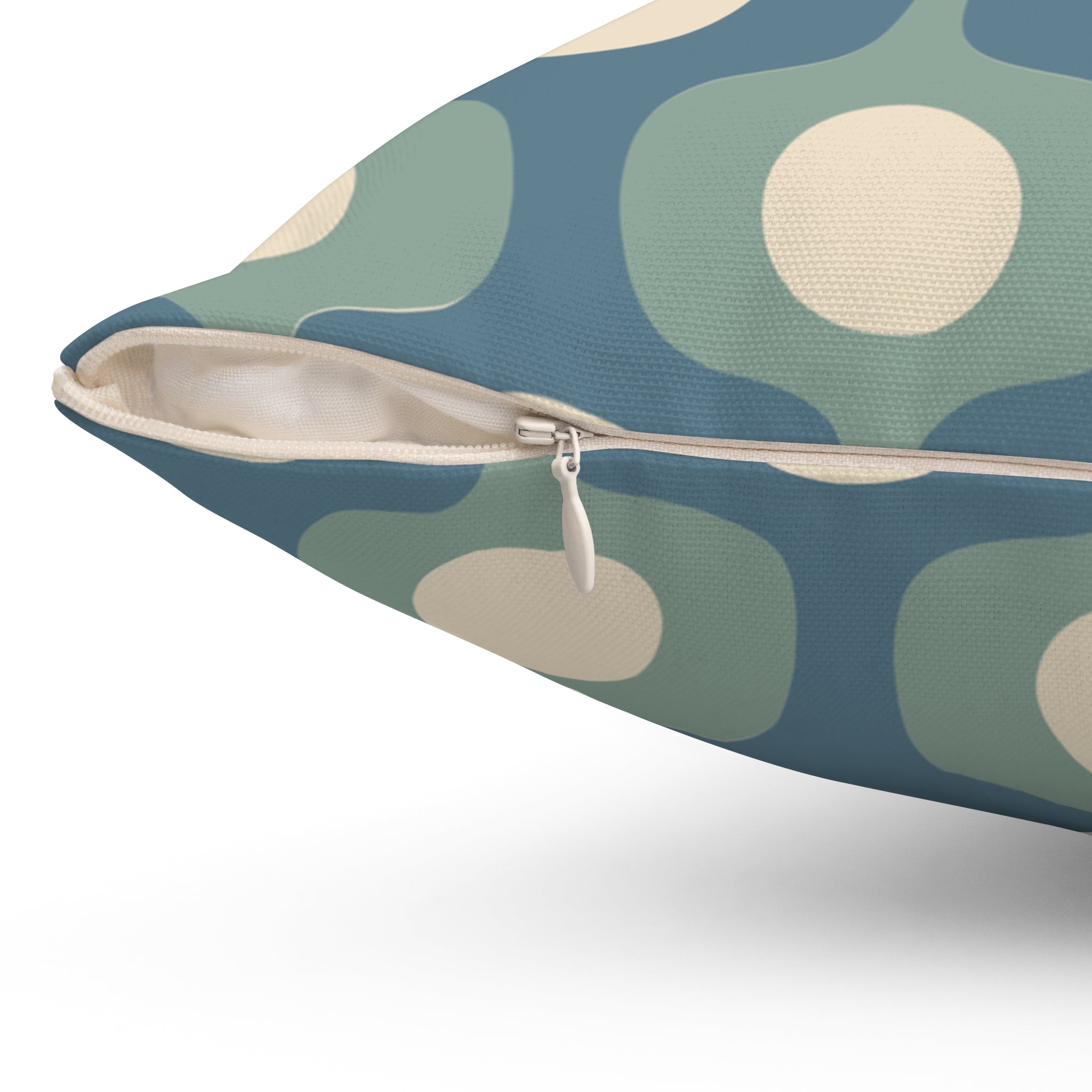 Mid-Century Geometric Pattern Square Pillow | Teal Sage Cream