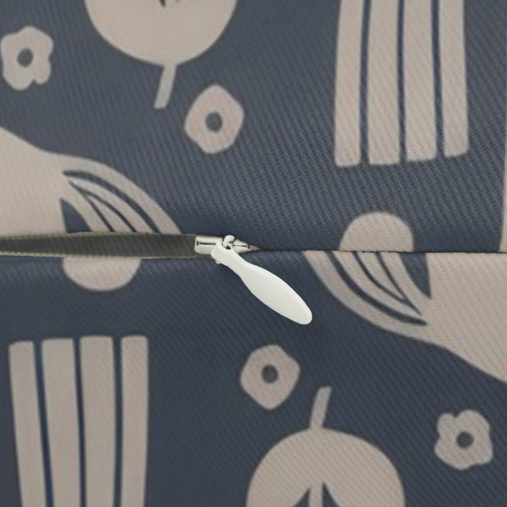 Scandinavian Blue White Folk Horse Lumbar Pillow | Decorative Throw