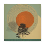Tree Ring Landscape Canvas | Mid Century Nature Art