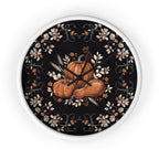 Autumn Pumpkin Wall Clock | Black Floral Fall Decor