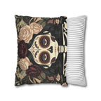 Gothic La Catrina Throw Pillow | Faux Suede Sugar Skull Cushion Cover, Dark Boho Decor