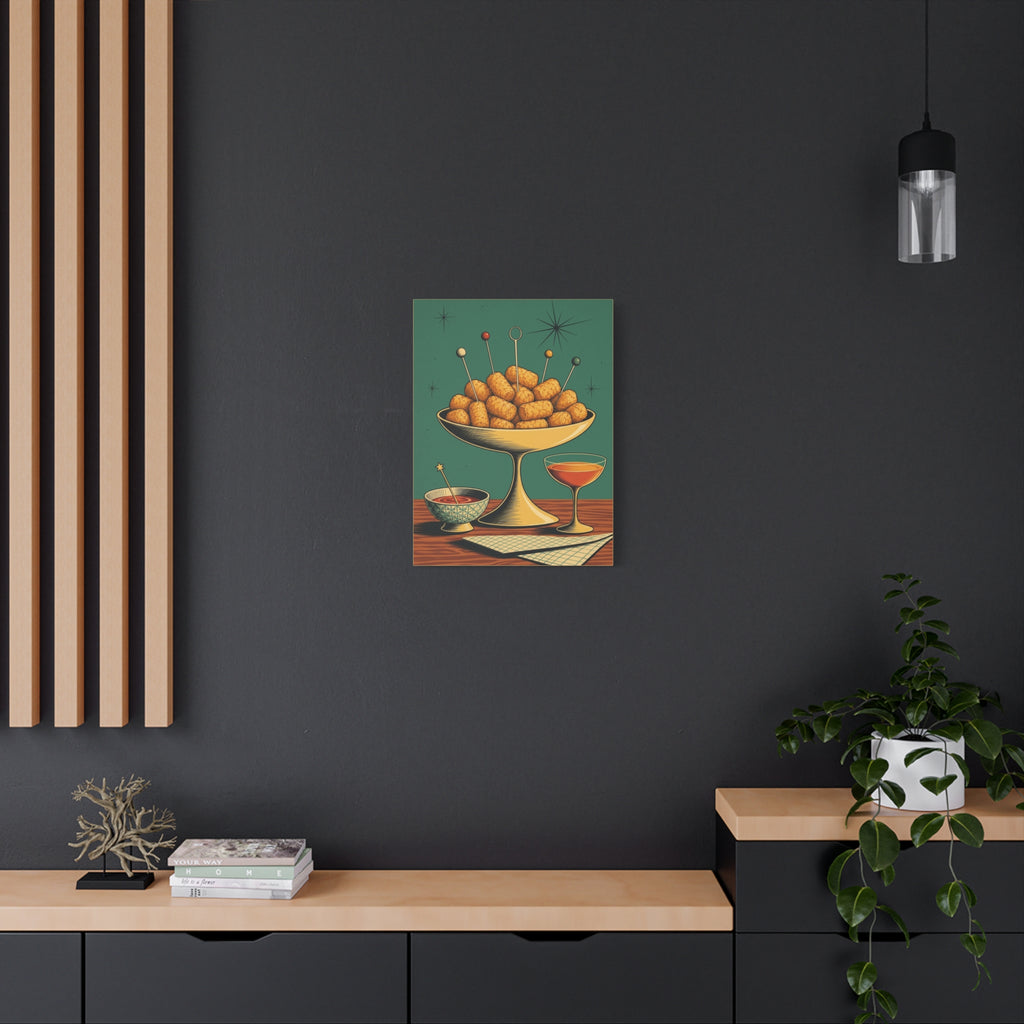 Tater Tot Cocktail Hour Canvas | Funny Mid-Century Kitchen Art